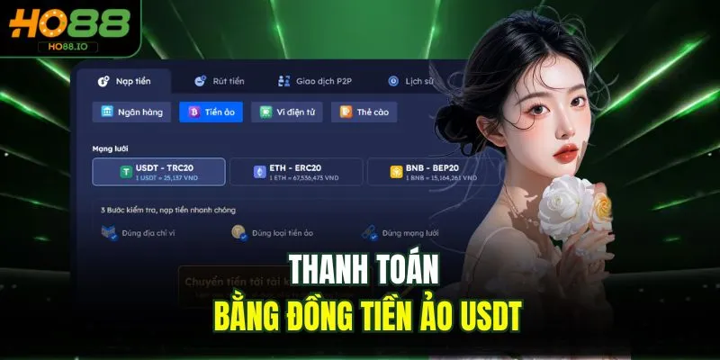 Thanh toán bằng đồng tiền ảo usdt